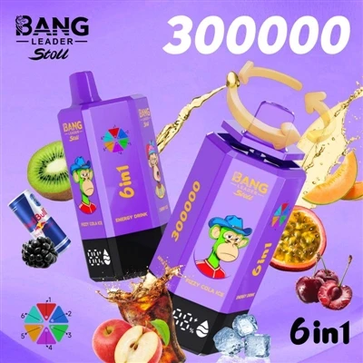 Bang Leader 300000: pilnīgs nākamās paaudzes vienreizlietojamo e{1}cigarešu v...