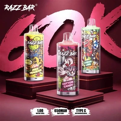 Razz Bar 60000: — jauna lielas ietilpības{1}}vienreizlietojamo e{2}cigarešu ēra.