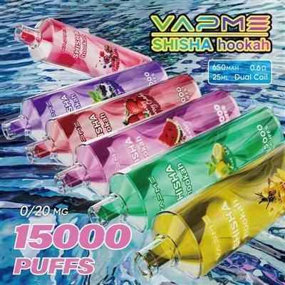 Vapme Shisha Hookah 15000: vieglas ūdenspīpes un atkārtoti uzlādējamas vienre...