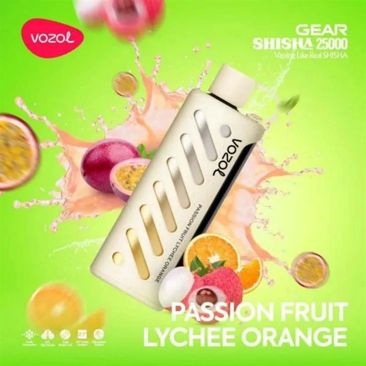 Vozol-Gear-Shisha-25000-Puffs-Disposable-Passion-Fruit-Lychee-Orange VOZOL GEAR SHISHA 25000